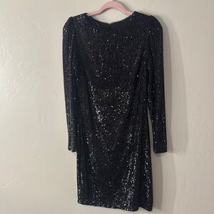 Xscape Black Long Sleeve Bodycon Cocktail Dress